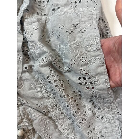 Sundance Womens Light Gray Eyelet Embroidered Open Cardigan Small (bin D197) - Picture 8 of 9
